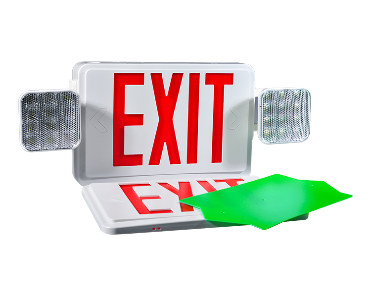 JLEC2BCW-BI-Color LED Combo Emergency Exit-skilt med LED-hoveder