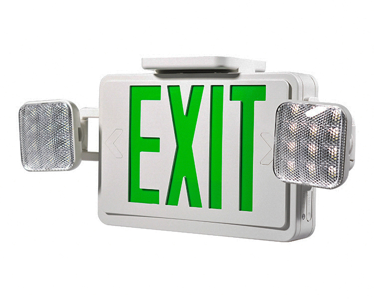 JLEC2GW-ledet combo Emergency exit-skilt med grønne bogstaver