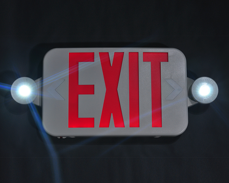 Jlece2RW-New Compact Red Emergency Exit Combo