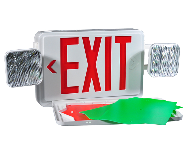 JLEC2BCW-BI-Color LED Combo Emergency Exit-skilt med LED-hoveder