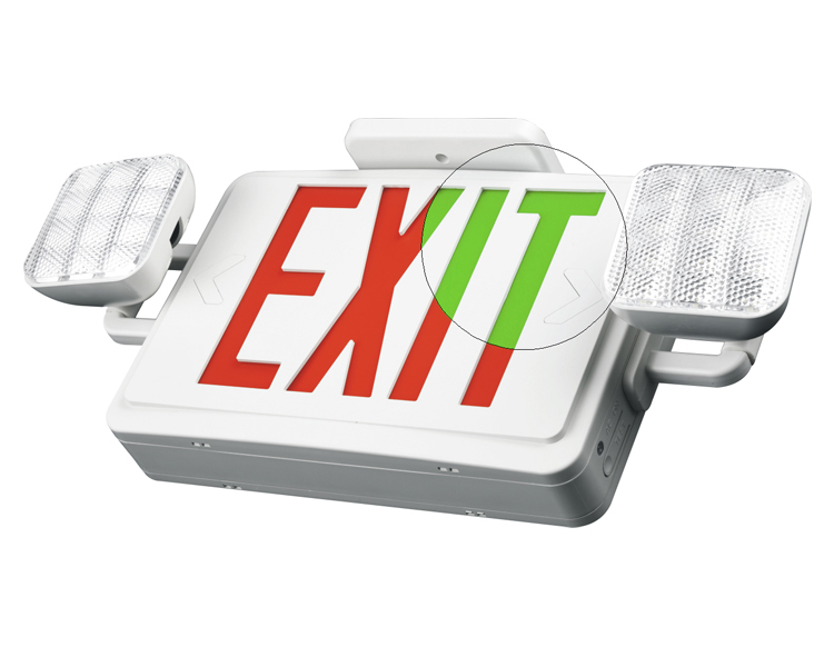 JLEC2BCW-BI-Color LED Combo Emergency Exit-skilt med LED-hoveder