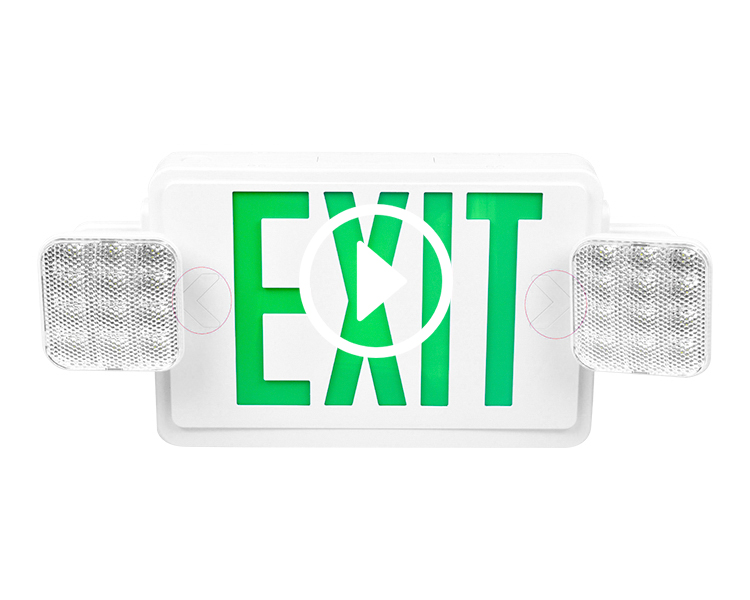 JLEC2GW-ledet combo Emergency exit-skilt med grønne bogstaver